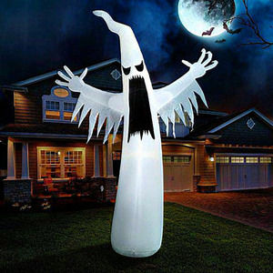 Halloween White Inflatable Towering Terrible Spooky Ghost with‎ Build-in LEDs